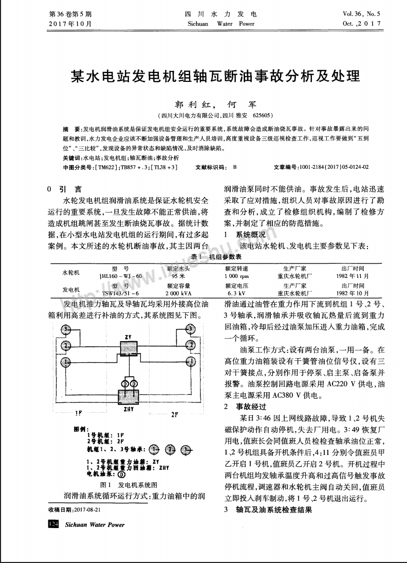 某水电站发电机组轴瓦断油事故分析及处理