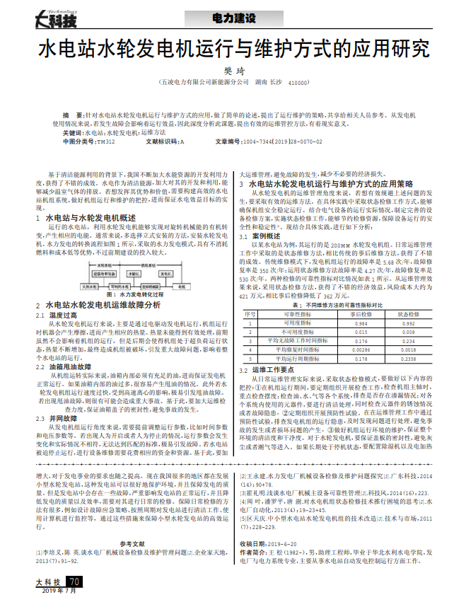 水电站水轮发电机运行与维护方式的应用研究